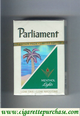 Parliament Menthol Lights hologram with a palm cigarettes hard box